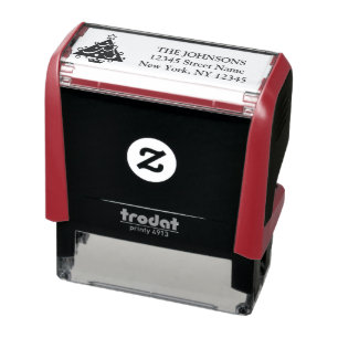 Christmas tree self inking return address stamps