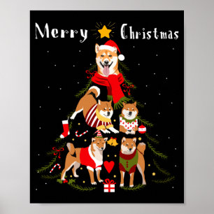 Christmas Tree Shiba Inu Lover Xmas Dog Owner New Poster