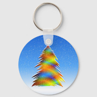 Christmas Tree shining winter holiday digital illu Keychain