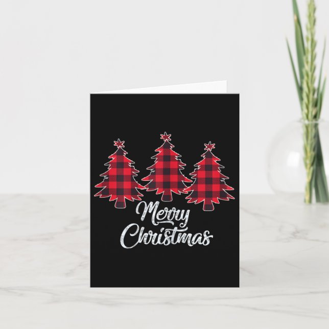 Christmas Tree Shirt Women Red Buffalo Plaid Chris Card (Front)