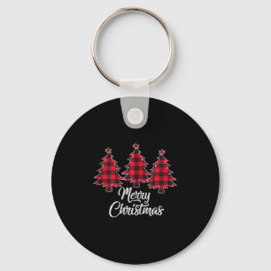 Christmas Tree Shirt Women Red Buffalo Plaid Chris Keychain