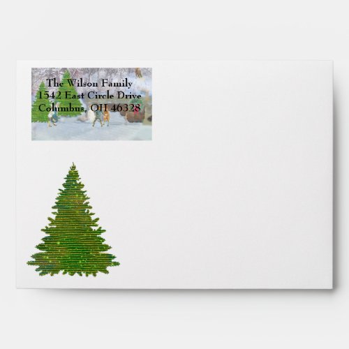 Christmas Tree Shopper Packages Return Address  Envelope