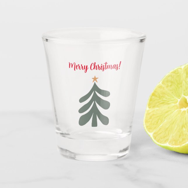 Christmas tree shot glass with custom greeting (Front)
