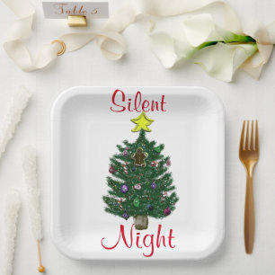 Christmas Tree Silent Night Paper Plates