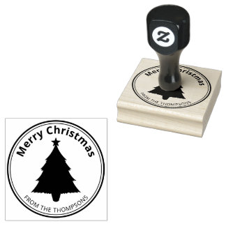 Christmas Tree Silhouette - Merry Christmas Rubber Stamp