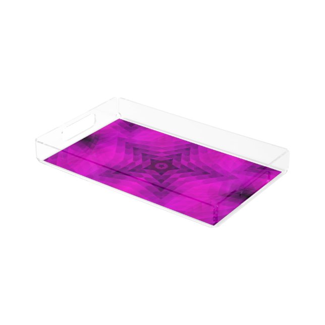 Christmas Tree Silhouette & Purple Star Gradient Acrylic Tray (Angled)