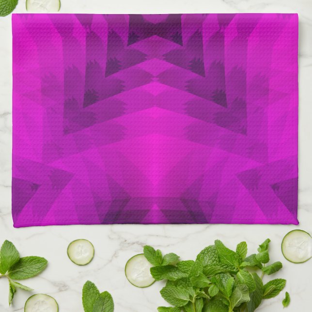 Christmas Tree Silhouette & Purple Star Gradient Kitchen Towel (Folded)