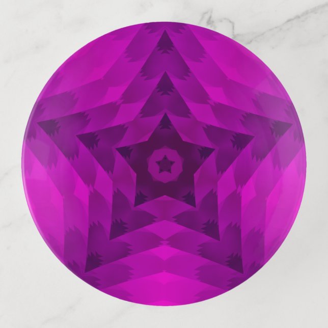 Christmas Tree Silhouette & Purple Star Gradient Trinket Tray (Front)