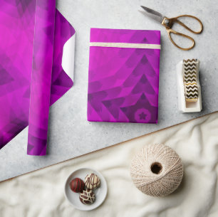 Christmas Tree Silhouette & Purple Star Gradient Wrapping Paper