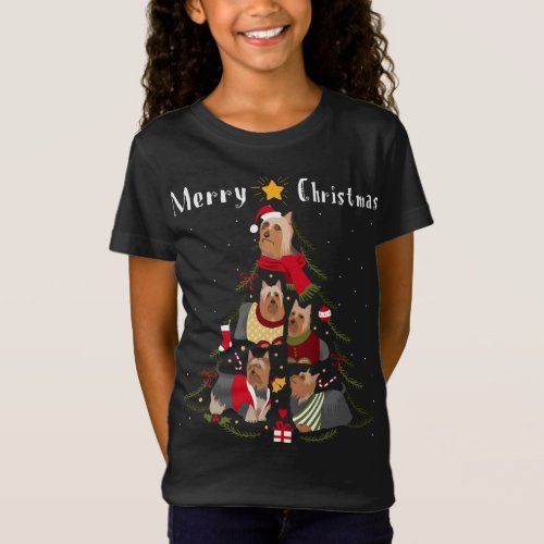 Christmas Tree Silky Terrier Lover Xmas Dog Owner T_Shirt
