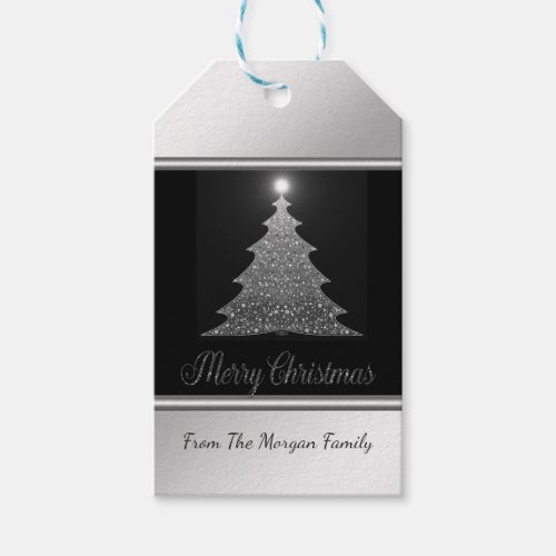 Christmas TreeSilver Black _ Personalized Gift Tags