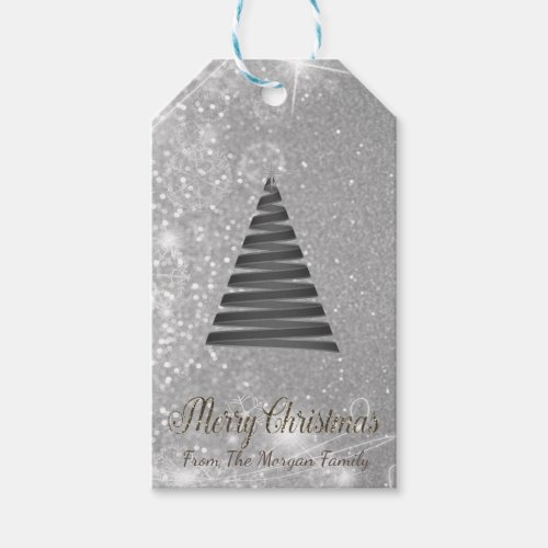 Christmas Tree Silver Glitter _ Personalized Gift Tags