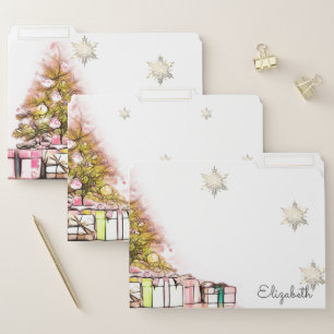 Christmas Tree,Silver  Snowflakes- Personalized Fi File Folder