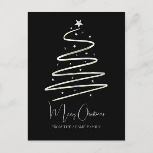 Christmas tree silver stylish minimalist custom  holiday postcard