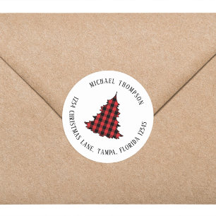 Christmas Tree Simple Holiday Return Address Classic Round Sticker