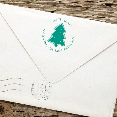 Christmas Tree Simple Return Address Cute Holiday Self_inking Stamp