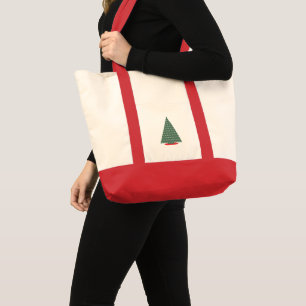 Christmas Tree Simple Tote Red Green Bag