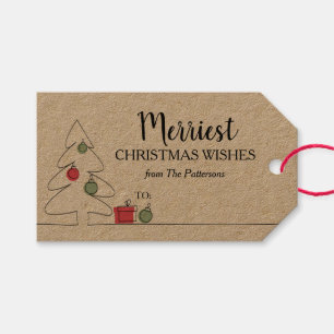 Christmas Tree Sketch Holiday Gift Tags