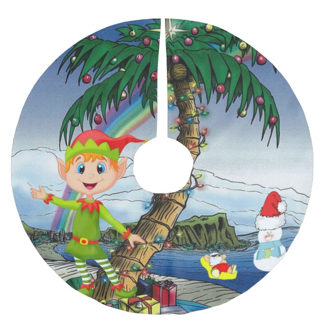 Christmas Tree Skirt Beach Bum Santa (Front)