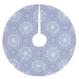 Christmas Tree Skirt Blue White Star Pattern
