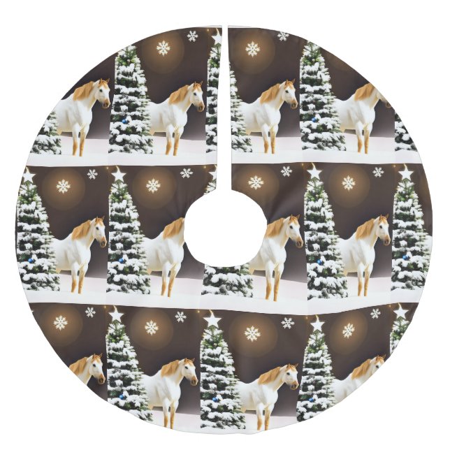 Christmas tree skirt horse Customizable (Front)