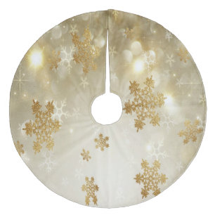 Christmas Tree Skirt/Snowflakes Fleece Tree Skirt