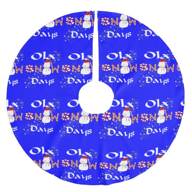 Christmas Tree Skirt Snowman Snow days  (Front)