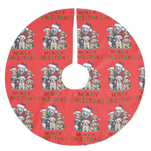 Christmas tree skirt with dogs