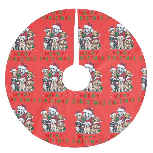 Christmas tree skirt with dogs (Front)