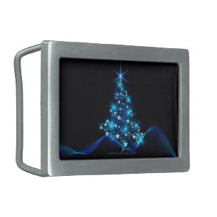 Christmas Tree SlipperyJoe stars sparkling lights  Belt Buckle