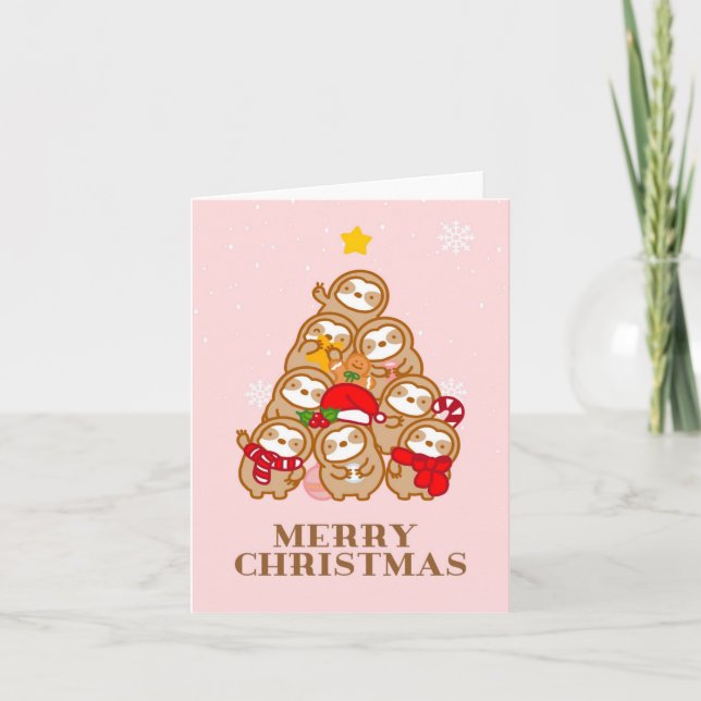 Christmas Tree Sloths Card (Front)