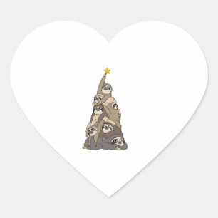 Christmas Tree Sloths Heart Sticker