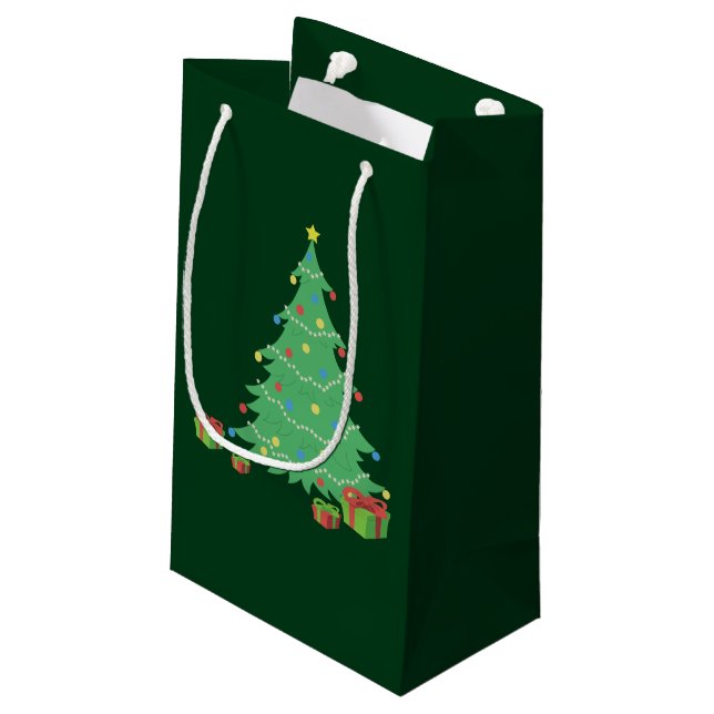 Christmas Tree Small Gift Bag (Back Angled)