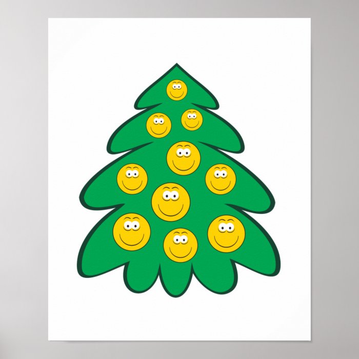 Christmas Tree  Smiley Face Print