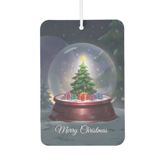 Christmas Tree Snow Globe  Air Freshener (Front)