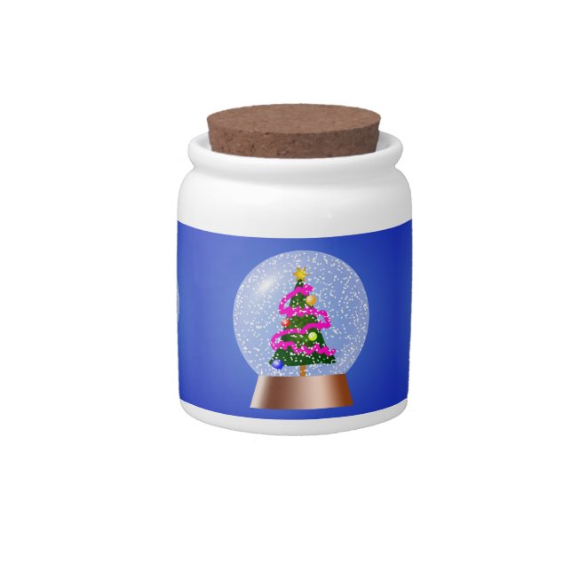 Christmas Tree Snow Globe Candy Jar (Front)