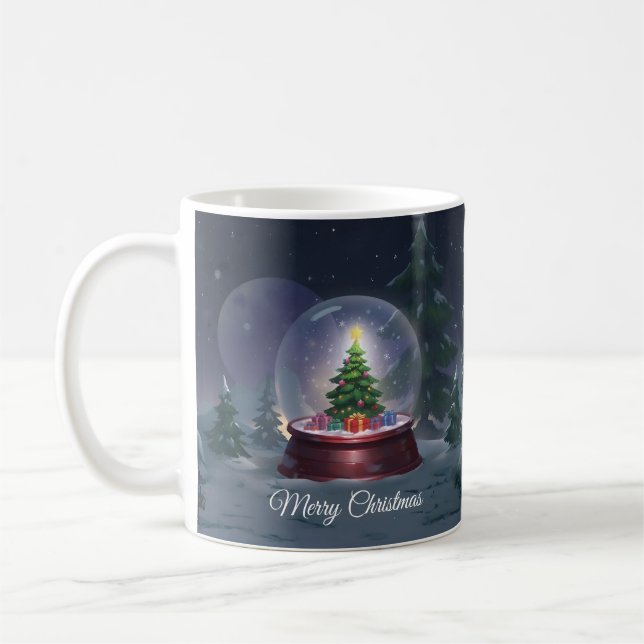 Christmas Tree Snow Globe  Coffee Mug (Left)