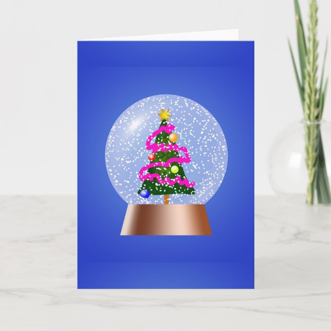 Christmas Tree Snow Globe Holiday Card (Front)