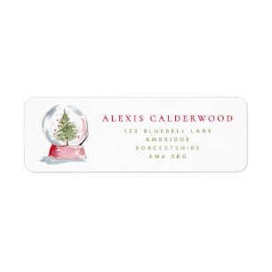 Christmas Tree Snow Globe Holiday Return Address Label