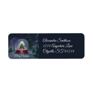 Christmas Tree Snow Globe Label
