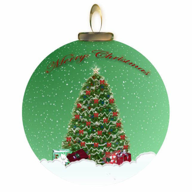 Christmas Tree Snow Globe Ornament (Front)