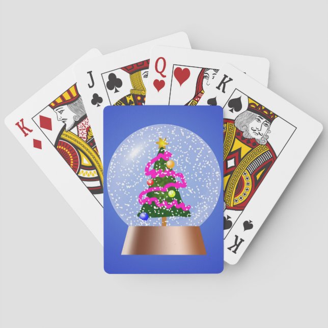Christmas Tree Snow Globe Poker Cards (Back)