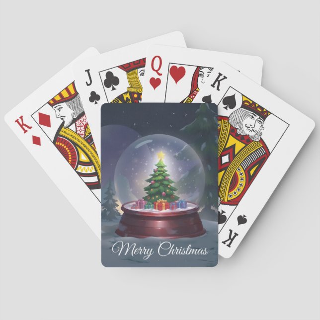 Christmas Tree Snow Globe Poker Cards (Back)