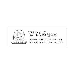 Christmas Tree Snow Globe Return Address Self-inking Stamp