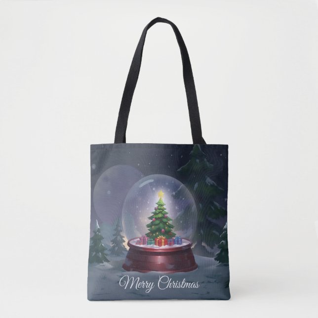 Christmas Tree Snow Globe Tote Bag (Front)