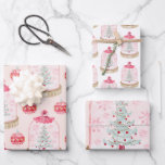 Christmas Tree Snow Globe Wrapping Paper Sheets<br><div class="desc">Christmas watercolor tree snow globe with pink and white background. Single snow globe,  pattern and pattern on white for variety on this theme.</div>