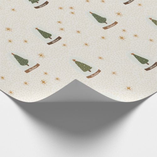 Christmas Tree Snow Globes Modern Wrapping Paper