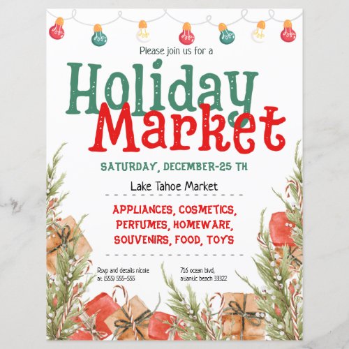 Christmas Tree Snow Holiday Market Invitation