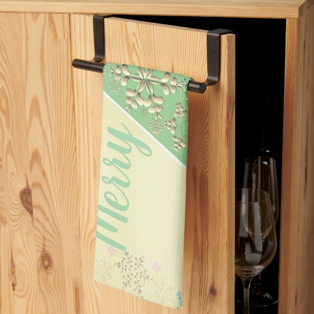 Christmas Tree & Snow  Kitchen Towel (Thirds Fold)