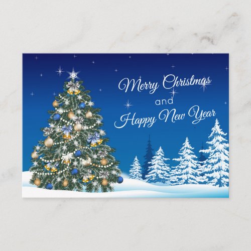 Christmas Tree Snow Merry Christmas Enclosure Card